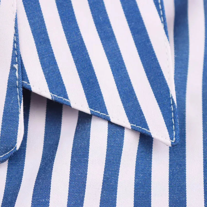 T-line women's  striped, long sleeve, lapel, loose,  poplin shirt multi-color (2 weeks delivery)