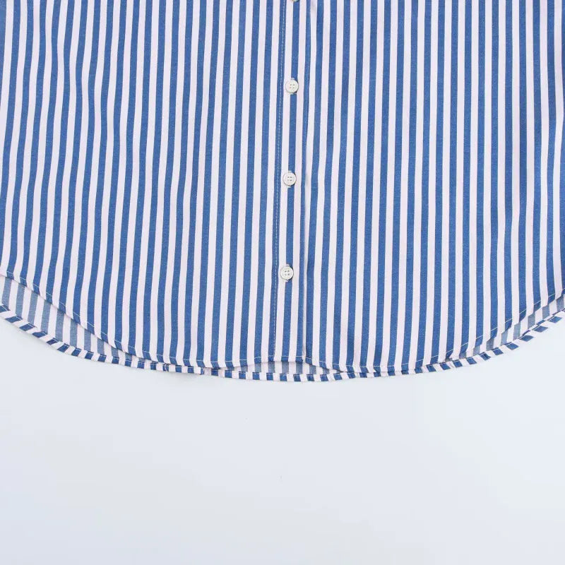 T-line women's  striped, long sleeve, lapel, loose,  poplin shirt multi-color (2 weeks delivery)