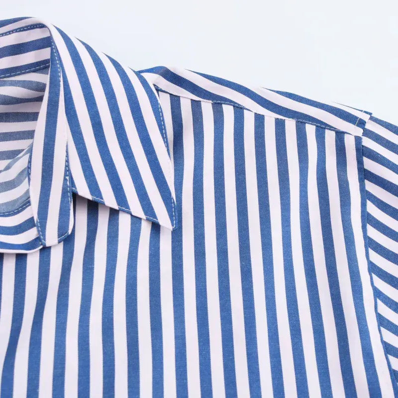 T-line women's  striped, long sleeve, lapel, loose,  poplin shirt multi-color (2 weeks delivery)