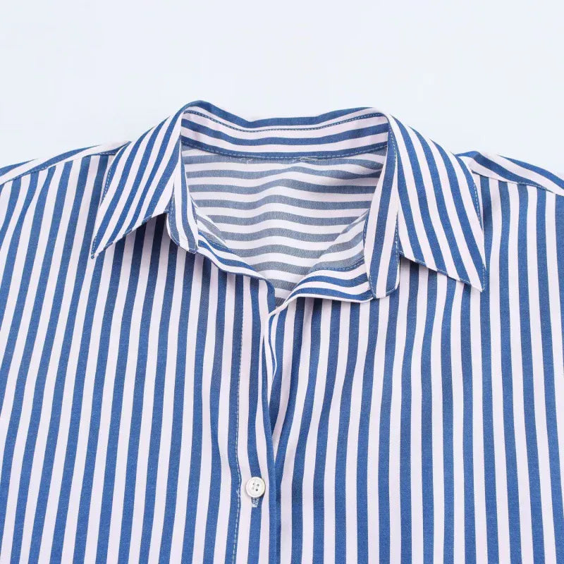 T-line women's  striped, long sleeve, lapel, loose,  poplin shirt multi-color (2 weeks delivery)