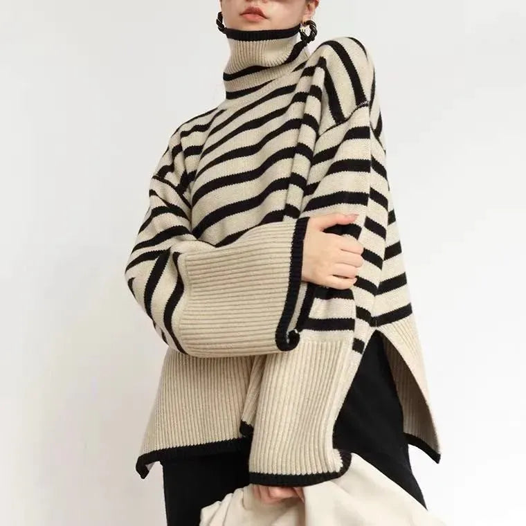 T-line Women's Striped Sweater,  Autumn / Winter  Knitwear Pullover  (2 weeks delivery)