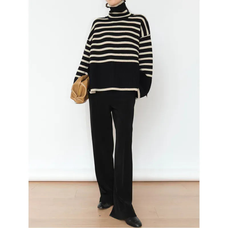 T-line Women's Striped Sweater,  Autumn / Winter  Knitwear Pullover  (2 weeks delivery)