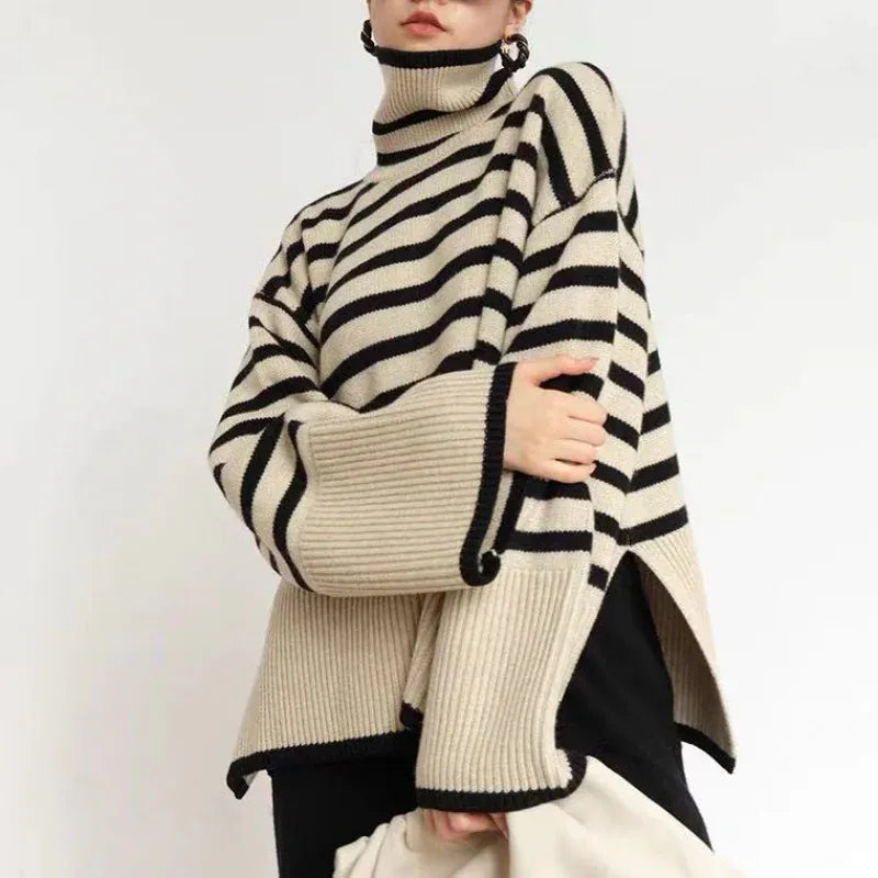 T-line Women's Striped Sweater,  Autumn / Winter  Knitwear Pullover  (2 weeks delivery)