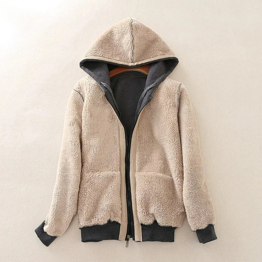 T-line Women's Thick Hoodie Jacket,  with Pocket, Front Zipper Warm Coat, Long Sleeve jacket (2 weeks delivery)