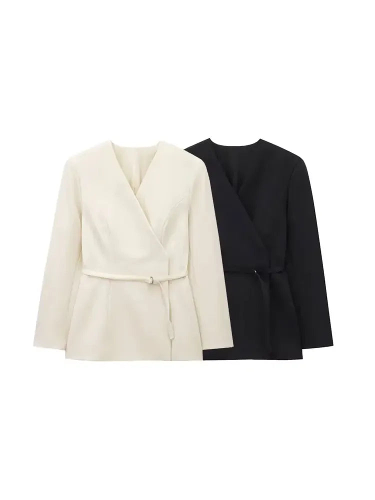 T-line Women's  V-Neck Blazer,  Long Sleeve,  Snap-Button,  jacket (2 weeks delivery)