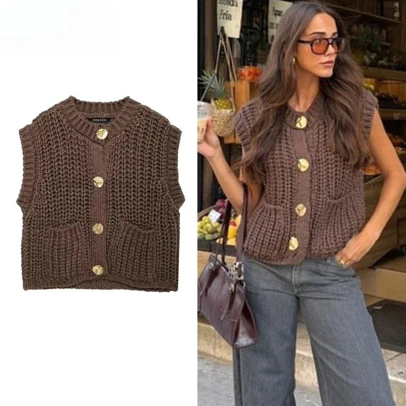 T-line Women's Vest Outerwear Sleeveless Sweater Knit ,Autumn Winter (5 - 10 free delivery)