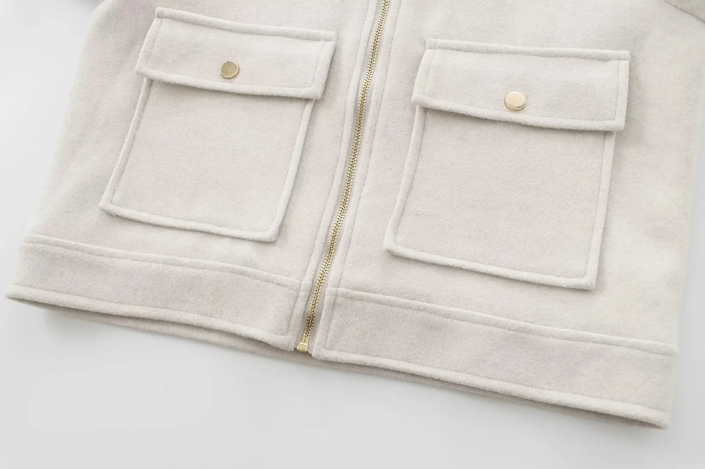 T-line Women's Zipper Jacket, Coat, Winter Long Sleeve Pocket , Short Street  Jacket (2 weeks delivery)