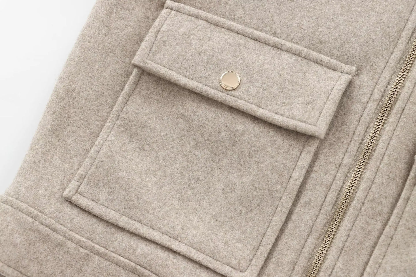 T-line Women's Zipper Jacket, Coat, Winter Long Sleeve Pocket , Short Street  Jacket (2 weeks delivery)