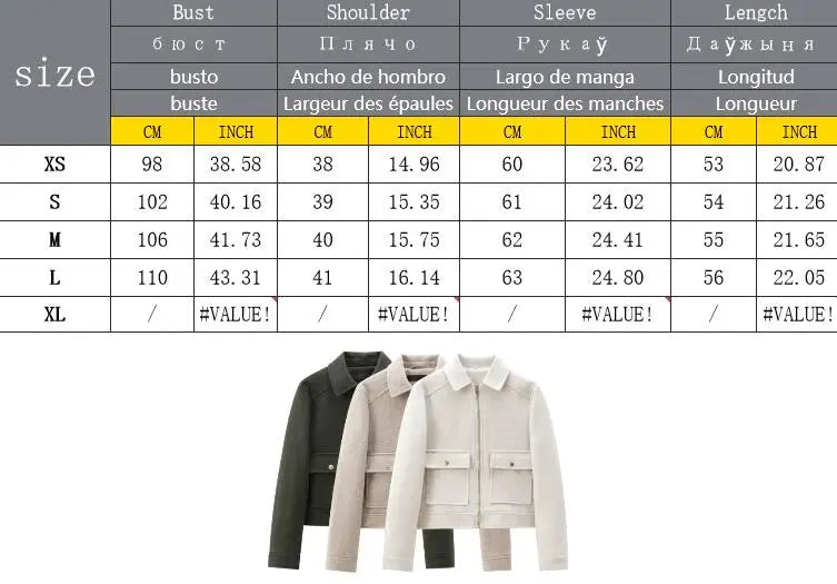 T-line Women's Zipper Jacket, Coat, Winter Long Sleeve Pocket , Short Street  Jacket (2 weeks delivery)