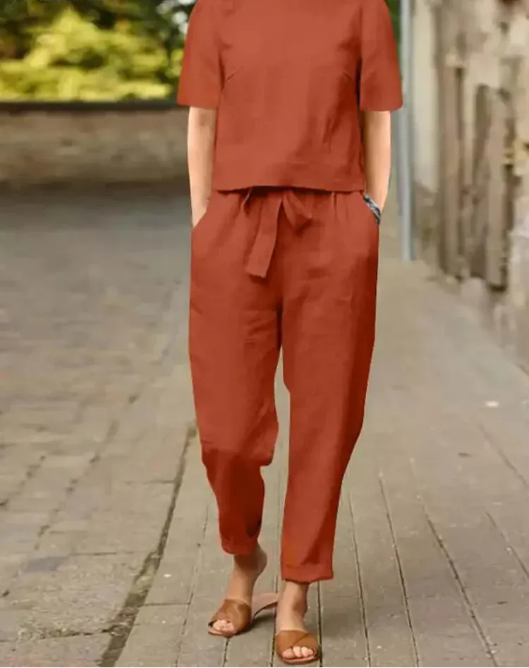 T-line Women Short Sleeve Blouse,  Pants , Sets,  2 Pieces Suit, (2 weeks delivery)