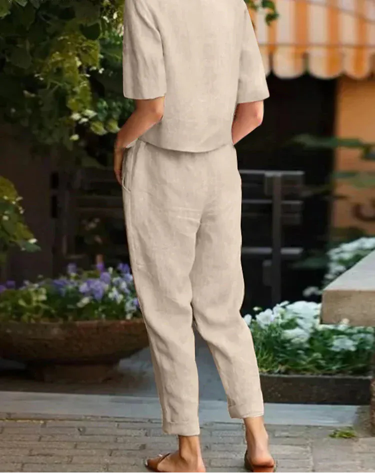 T-line Women Short Sleeve Blouse,  Pants , Sets,  2 Pieces Suit, (2 weeks delivery)