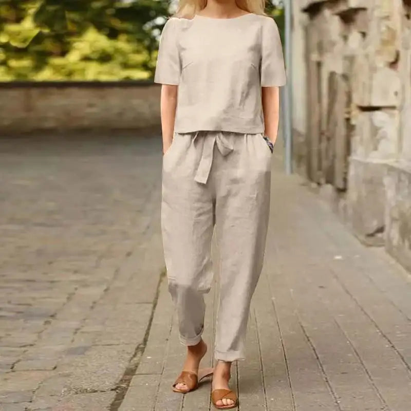 T-line Women Short Sleeve Blouse,  Pants , Sets,  2 Pieces Suit, (2 weeks delivery)