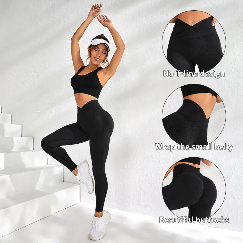 T-line Women Sports Leggings V-waist,  Fitness Pants, Raised Hips, Yoga Pants, Tight (2 weeks delivery)