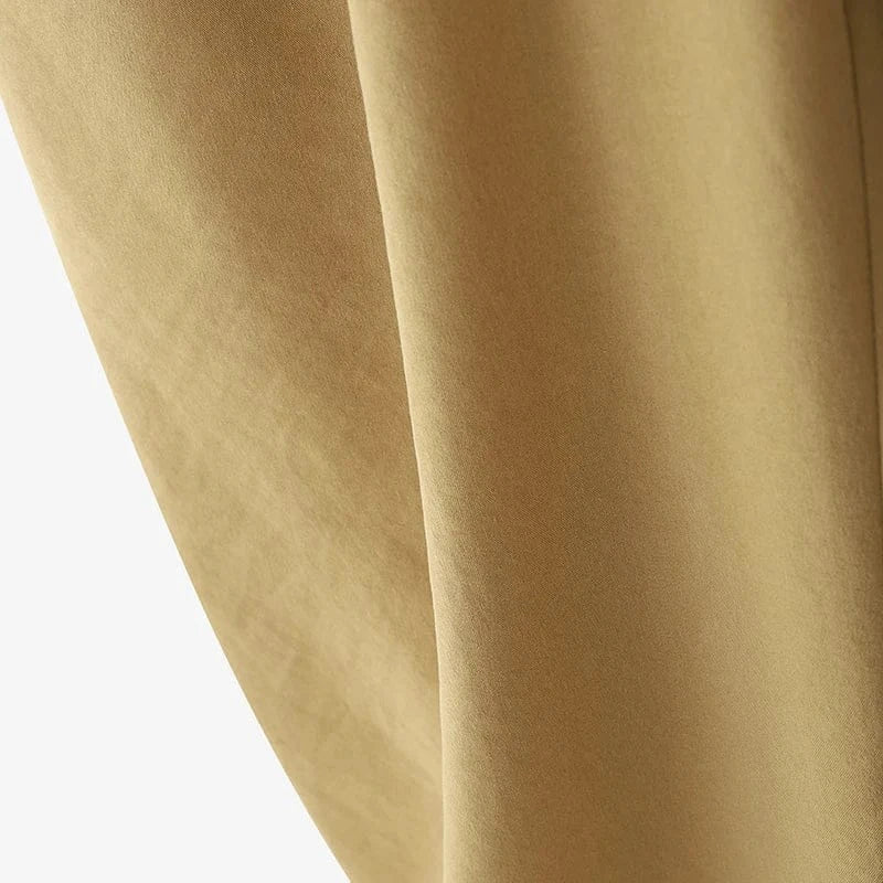 T-line Women  Trousers, Summer High Waist Calf-Length Pants, Solid color,  Pockets Wide Leg(2 weeks delivery)