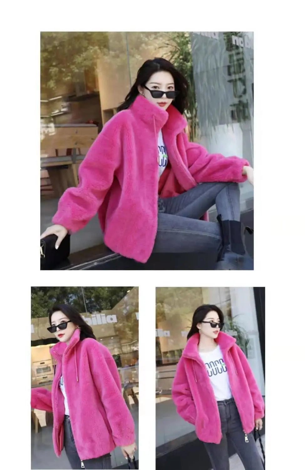 T-line Women Winter Double  Fleece Warm Coat, Thick Overcoat Female, Long Sleeve Zipper Clothes(2 weeks delivery)