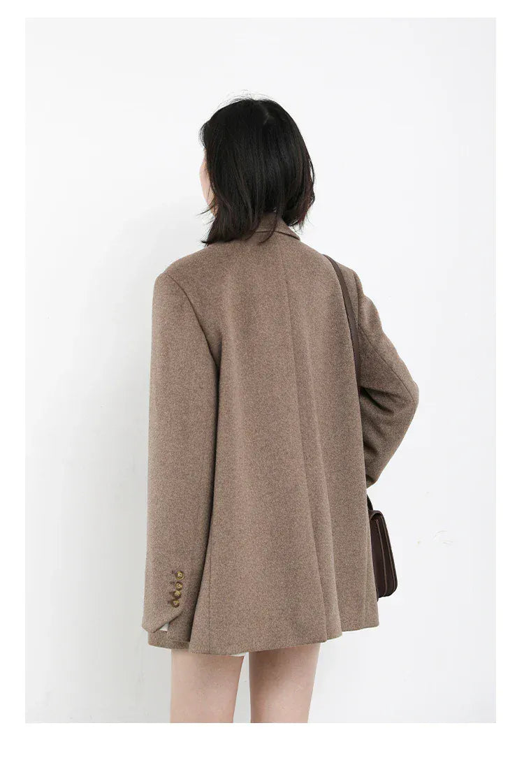 T-line Women Wool Blend Coat, Solid, Mid Long, Woolen Blazer, ,Overcoat , Autumn Winter(2 weeks delivery)