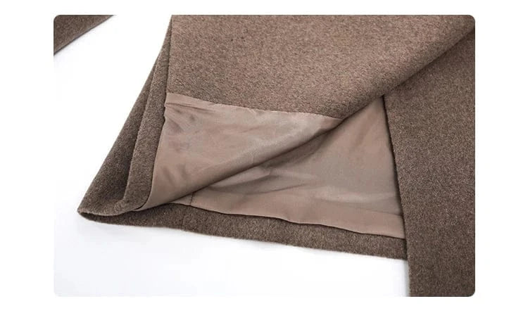 T-line Women Wool Blend Coat, Solid, Mid Long, Woolen Blazer, ,Overcoat , Autumn Winter(2 weeks delivery)