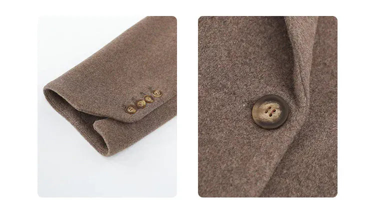 T-line Women Wool Blend Coat, Solid, Mid Long, Woolen Blazer, ,Overcoat , Autumn Winter(2 weeks delivery)