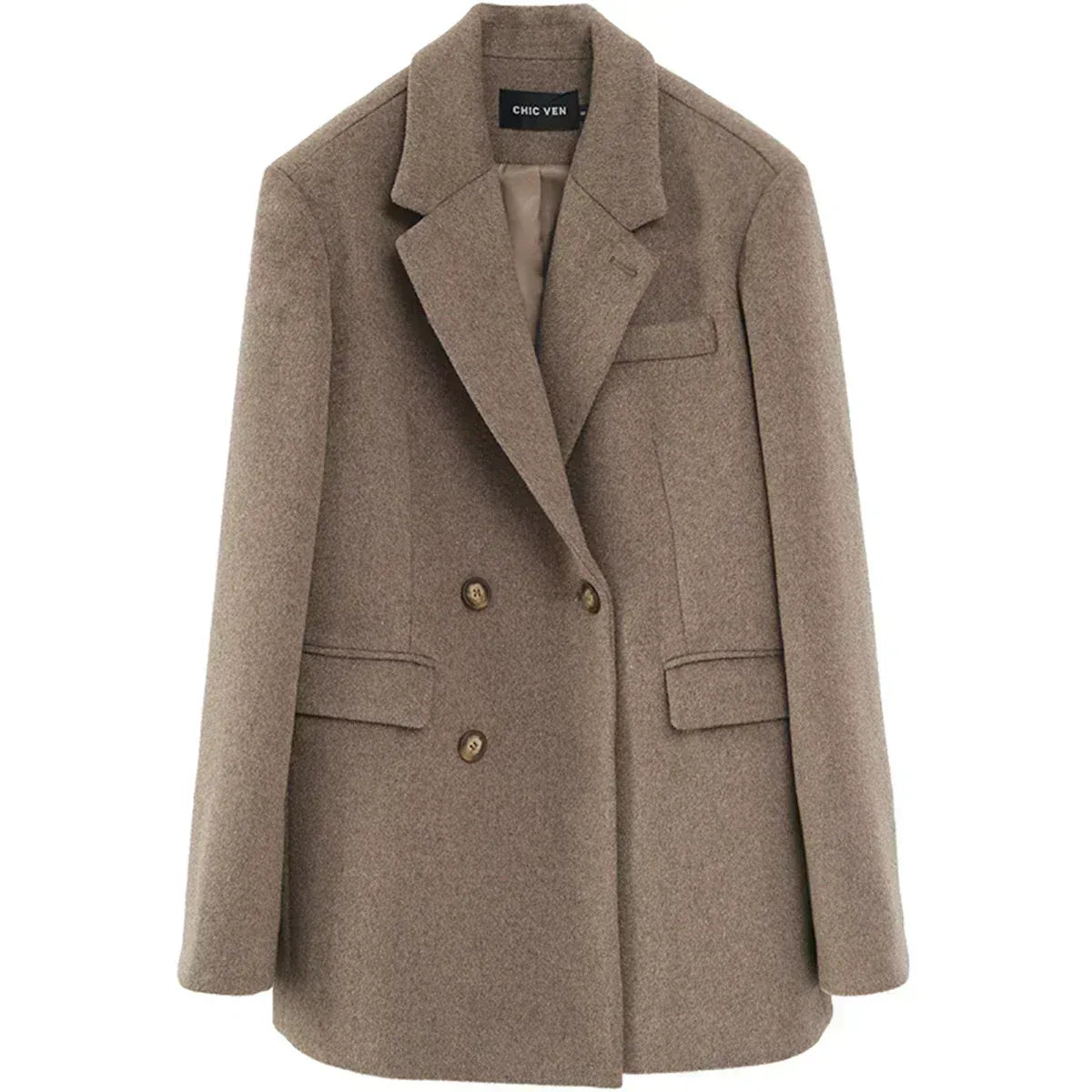 T-line Women Wool Blend Coat, Solid, Mid Long, Woolen Blazer, ,Overcoat , Autumn Winter(2 weeks delivery)