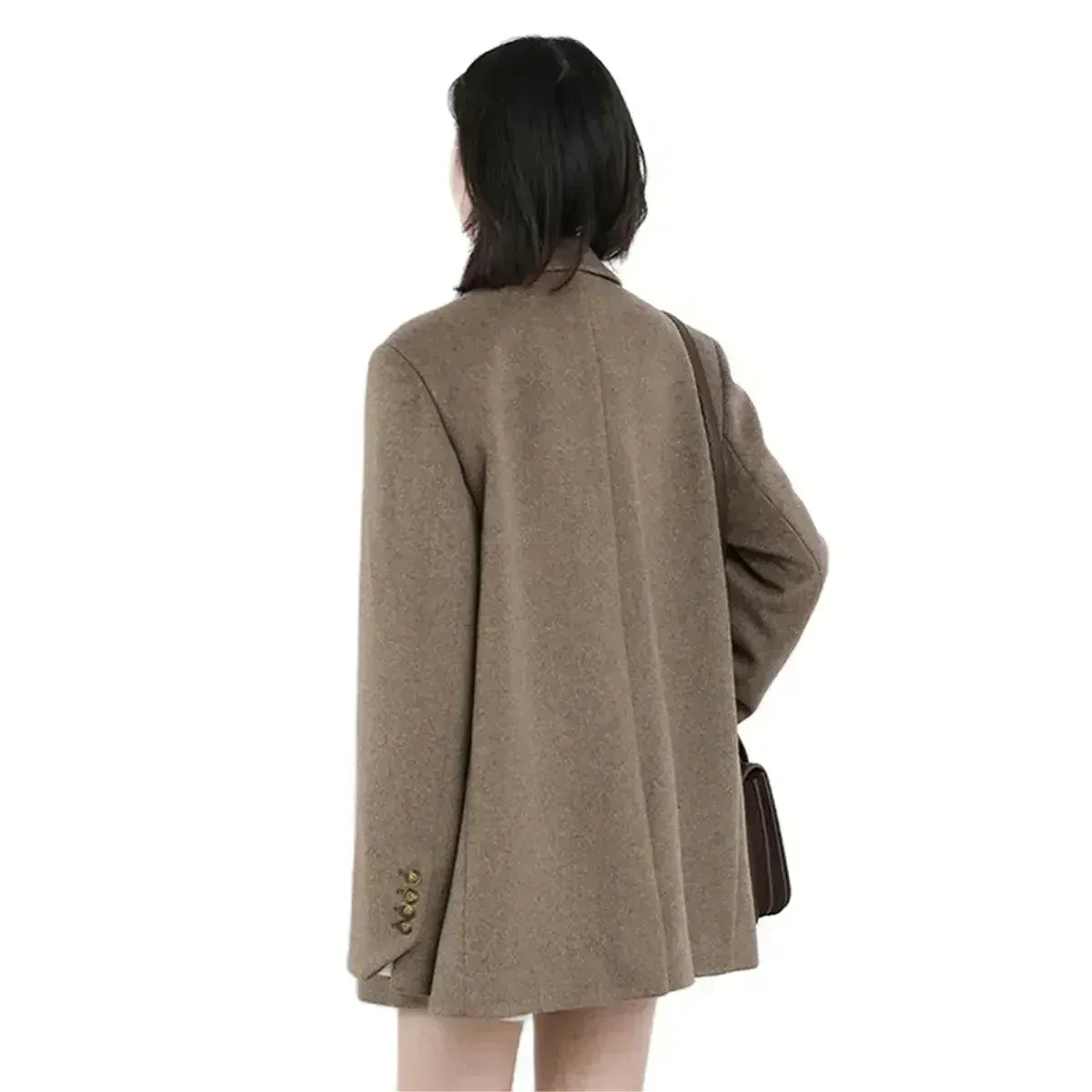 T-line Women Wool Blend Coat, Solid, Mid Long, Woolen Blazer, ,Overcoat , Autumn Winter(2 weeks delivery)