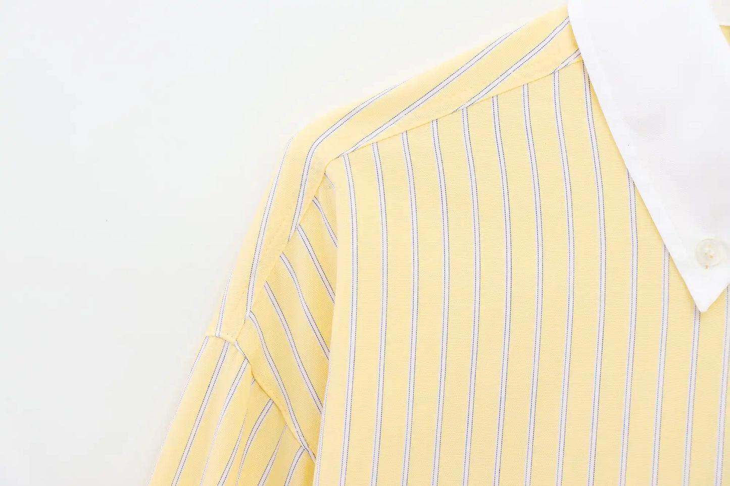 T-line Women  Yellow Shirt, Striped, Lapel Buttons, Loose Shirt, blouse (2 weeks delivery)