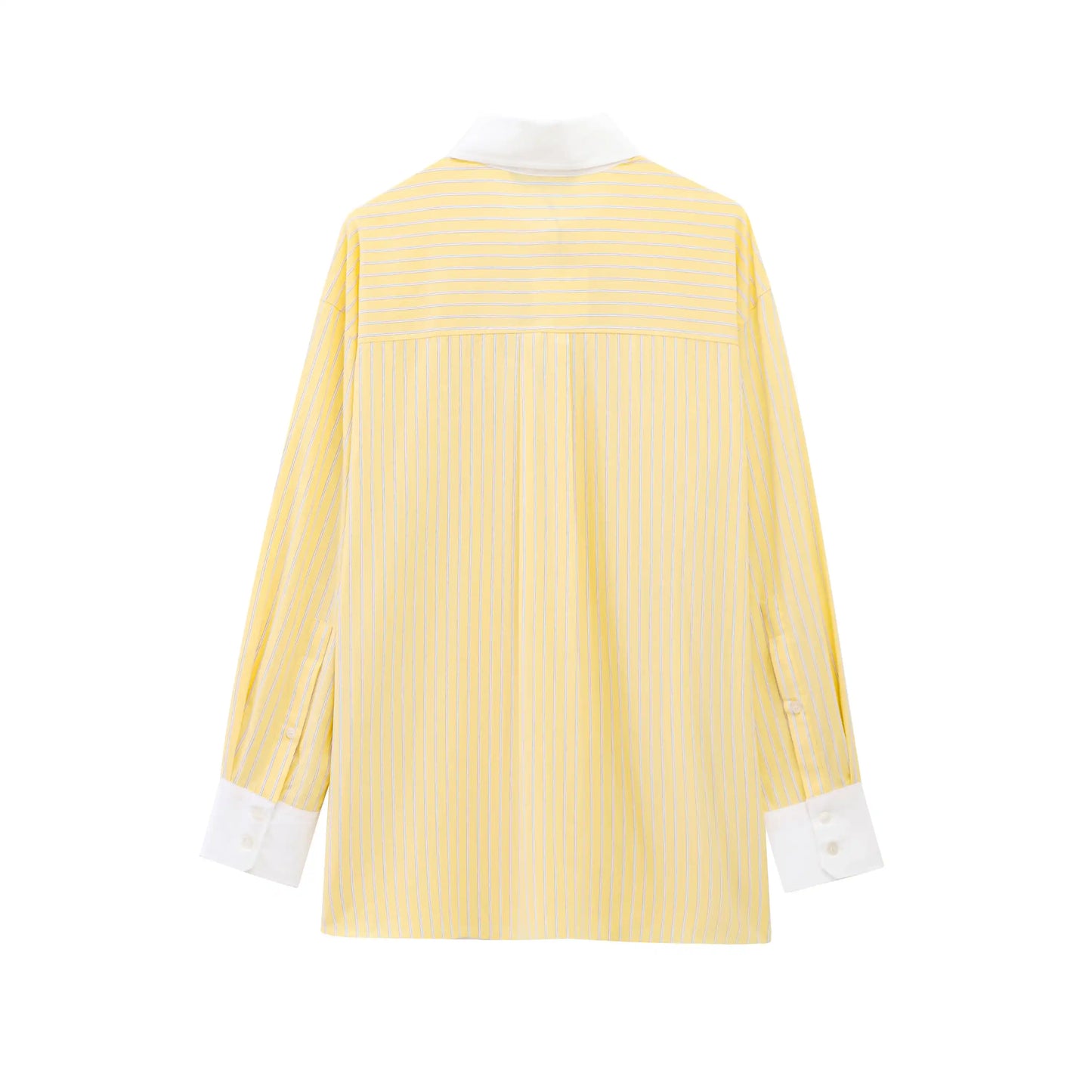 T-line Women  Yellow Shirt, Striped, Lapel Buttons, Loose Shirt, blouse (2 weeks delivery)