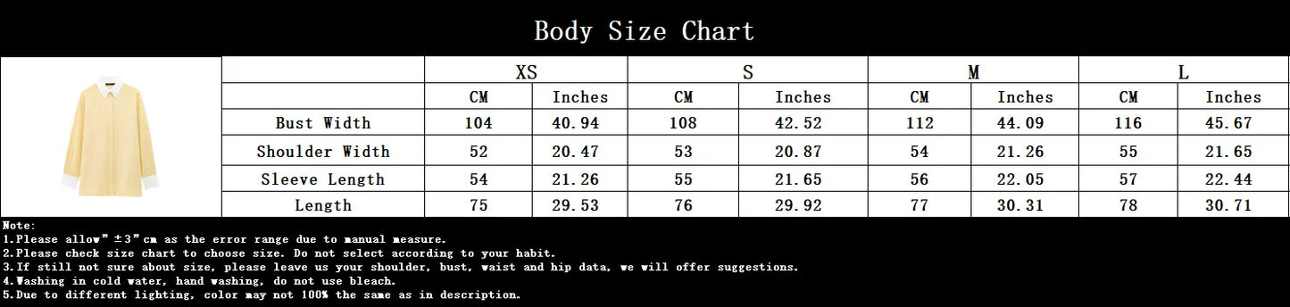 T-line Women  Yellow Shirt, Striped, Lapel Buttons, Loose Shirt, blouse (2 weeks delivery)