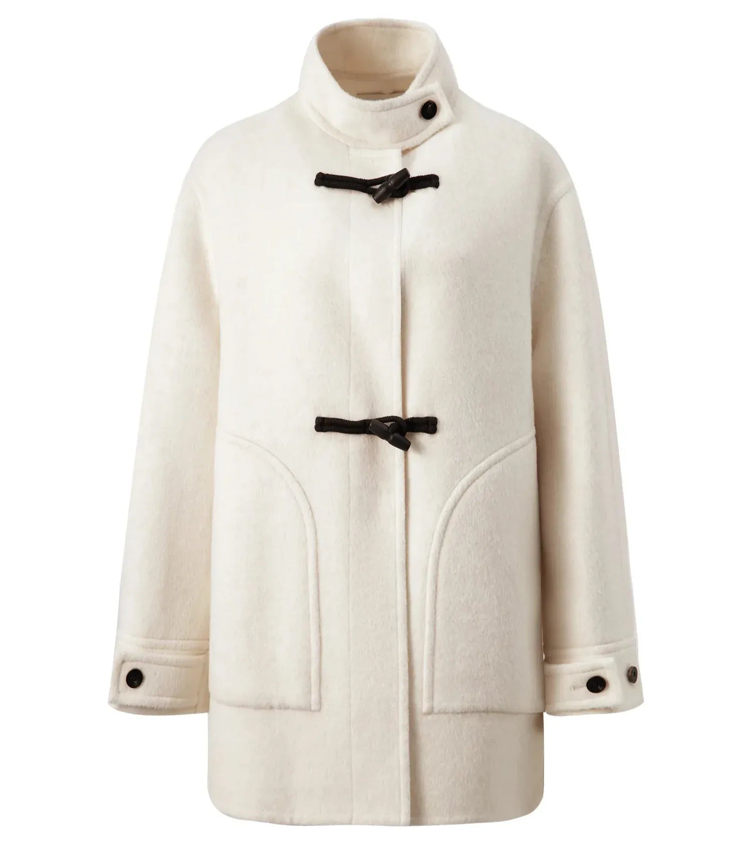 T-line Wool Coat  Women  Buttons, Standing Collar, and Double-Faced Design  (2 weeks delivery)