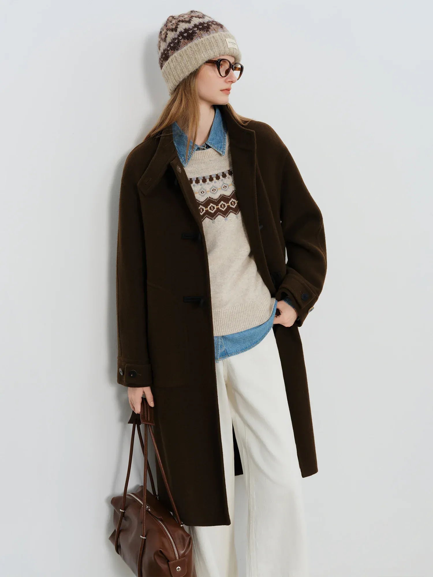 T-line Wool Coat  Women  Buttons, Standing Collar, and Double-Faced Design  (2 weeks delivery)