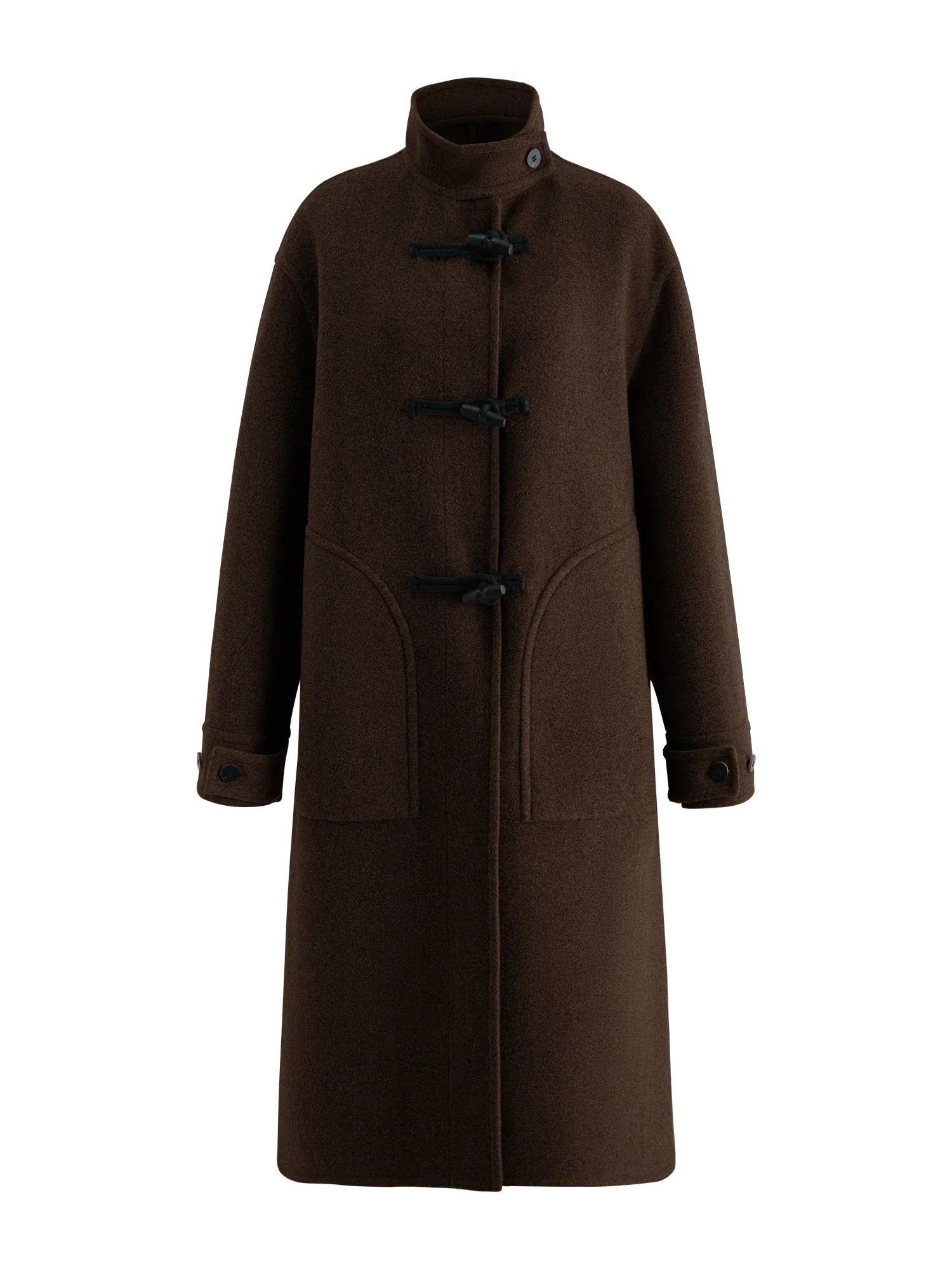 T-line Wool Coat  Women  Buttons, Standing Collar, and Double-Faced Design  (2 weeks delivery)
