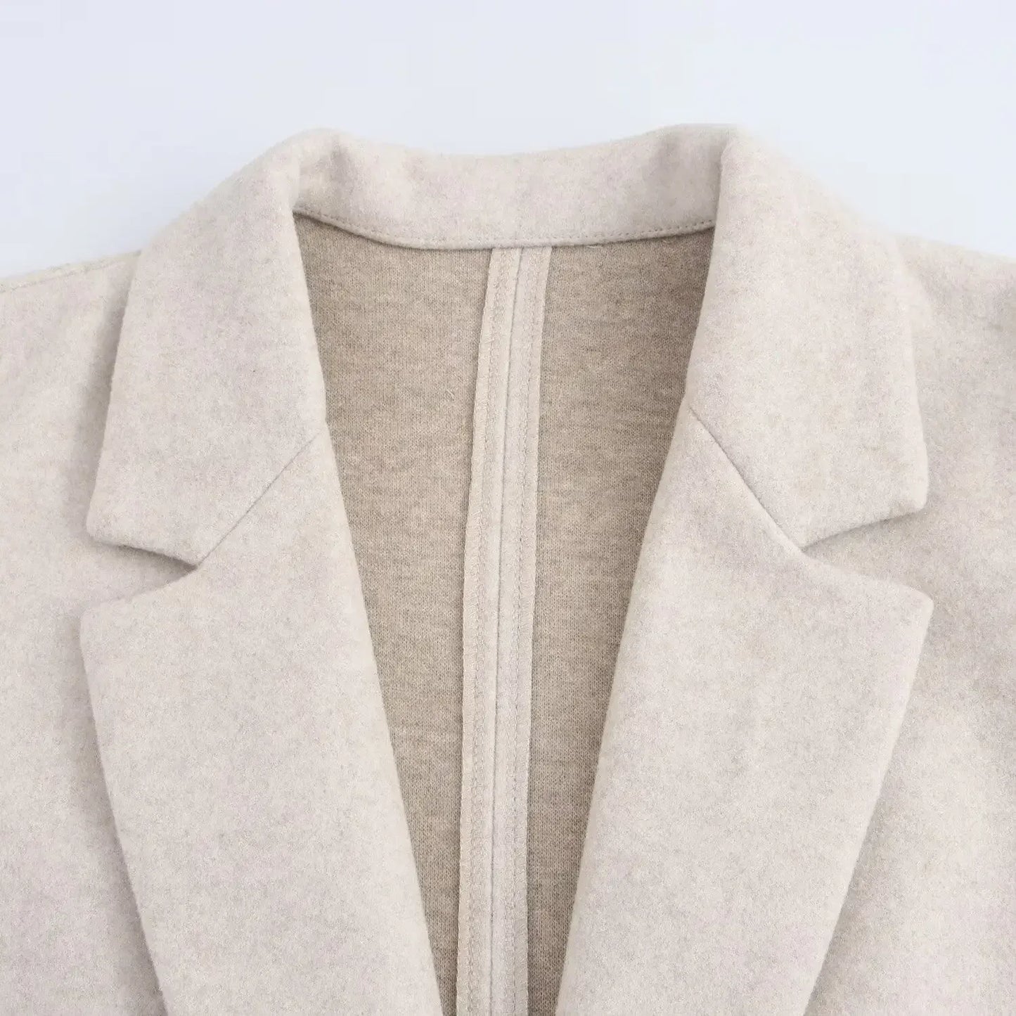 T-line Woolen Coat,  Mid-Length Jacket, Pure Color , Loose Fit (2 weeks delivery)