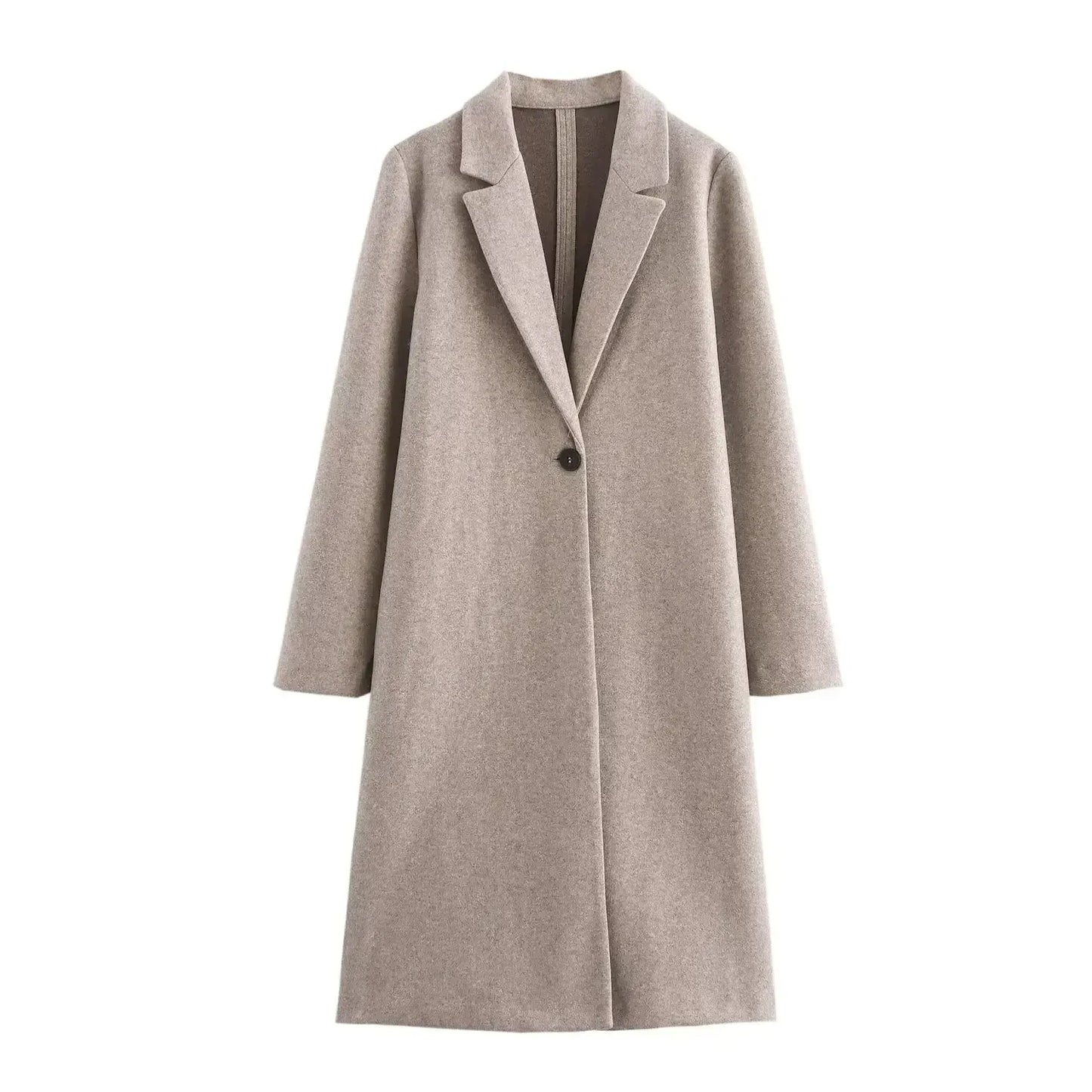 T-line Woolen Coat,  Mid-Length Jacket, Pure Color , Loose Fit (2 weeks delivery)