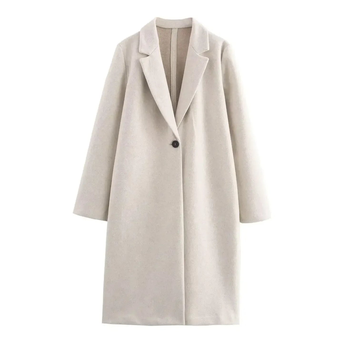 T-line Woolen Coat,  Mid-Length Jacket, Pure Color , Loose Fit (2 weeks delivery)