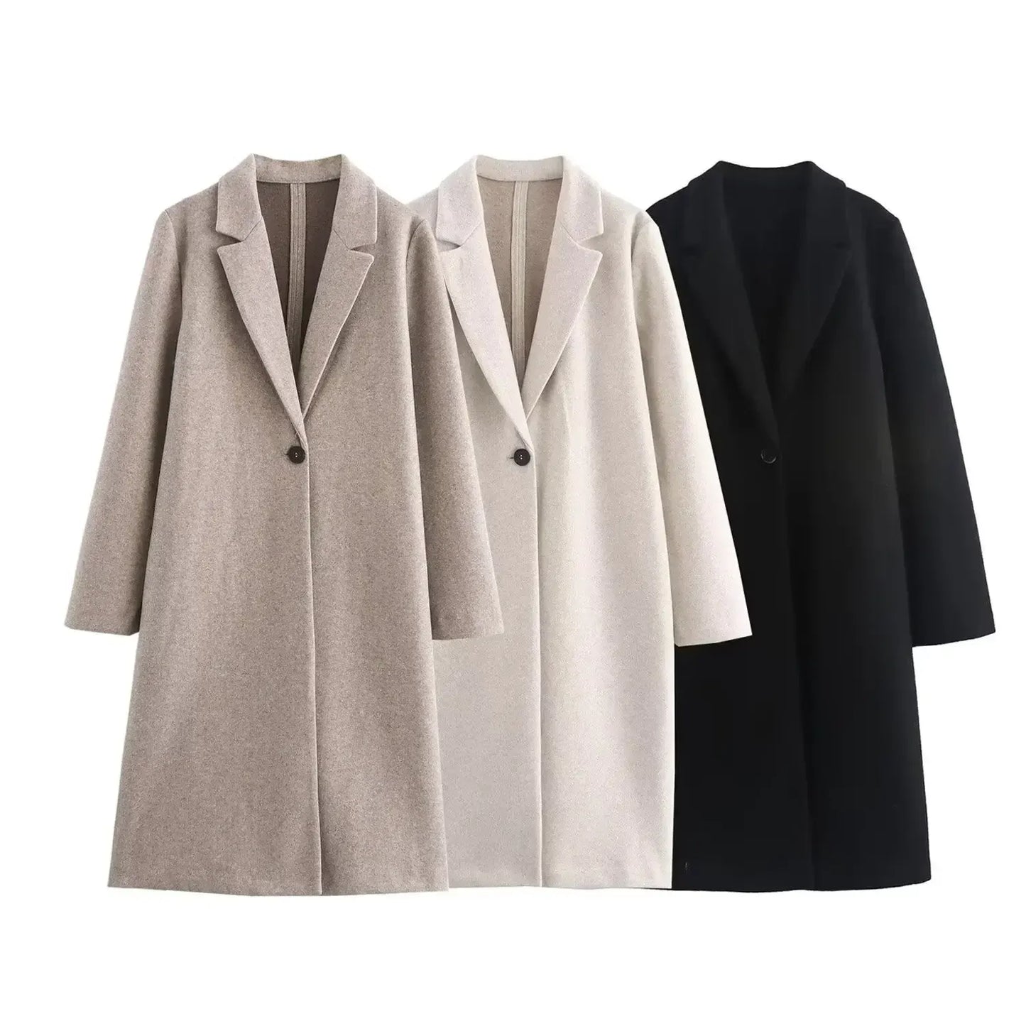 T-line Woolen Coat,  Mid-Length Jacket, Pure Color , Loose Fit (2 weeks delivery)