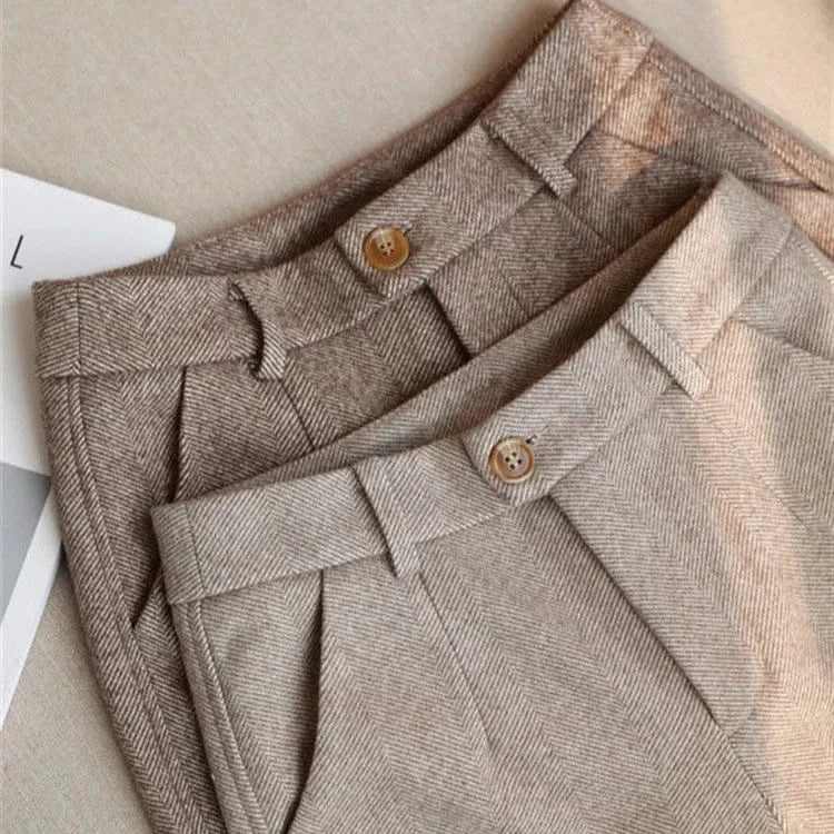 T-line Woolen Pants Women's, Pencil Pants , Fall/Winter, High Waist, Elegant Casual,  Trousers, Female,  Pants (2 weeks delivery)