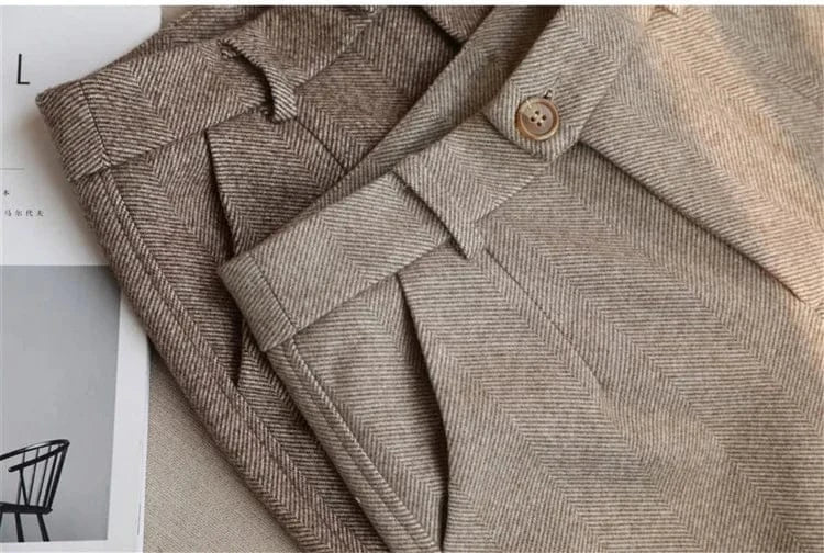 T-line Woolen Pants Women's, Pencil Pants , Fall/Winter, High Waist, Elegant Casual,  Trousers, Female,  Pants (2 weeks delivery)