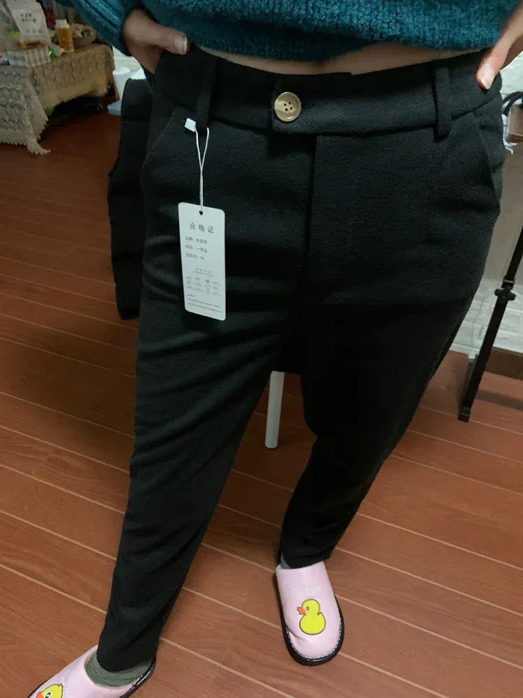 T-line Woolen Pants Women's, Pencil Pants , Fall/Winter, High Waist, Elegant Casual,  Trousers, Female,  Pants (2 weeks delivery)