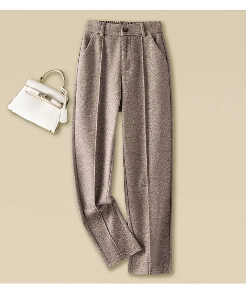 T-line Woolen  Pencil High Waist  Women's Pants,  Trousers Thick,  Suit Pants, For Women (2 weeks delivery)