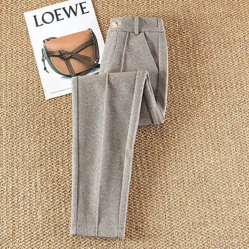 T-line Woolen  Pencil High Waist  Women's Pants,  Trousers Thick,  Suit Pants, For Women (2 weeks delivery)