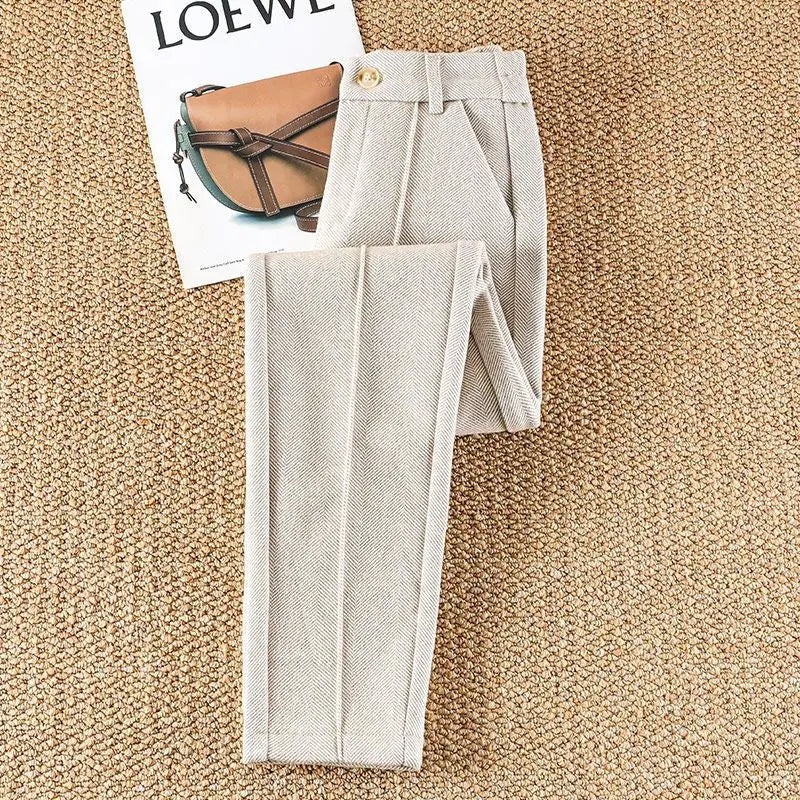 T-line Woolen  Pencil High Waist  Women's Pants,  Trousers Thick,  Suit Pants, For Women (2 weeks delivery)