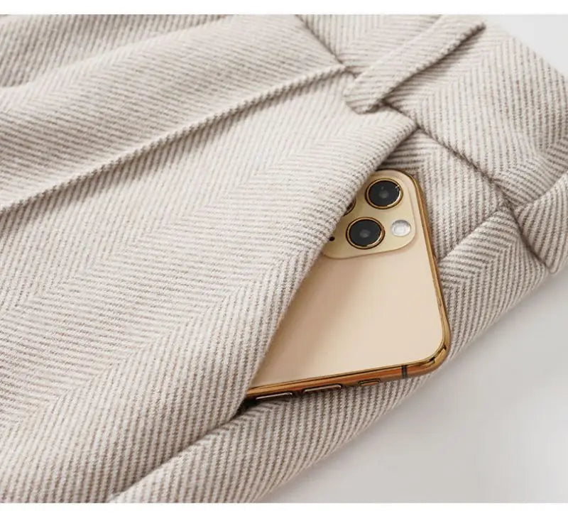 T-line Woolen  Pencil High Waist  Women's Pants,  Trousers Thick,  Suit Pants, For Women (2 weeks delivery)