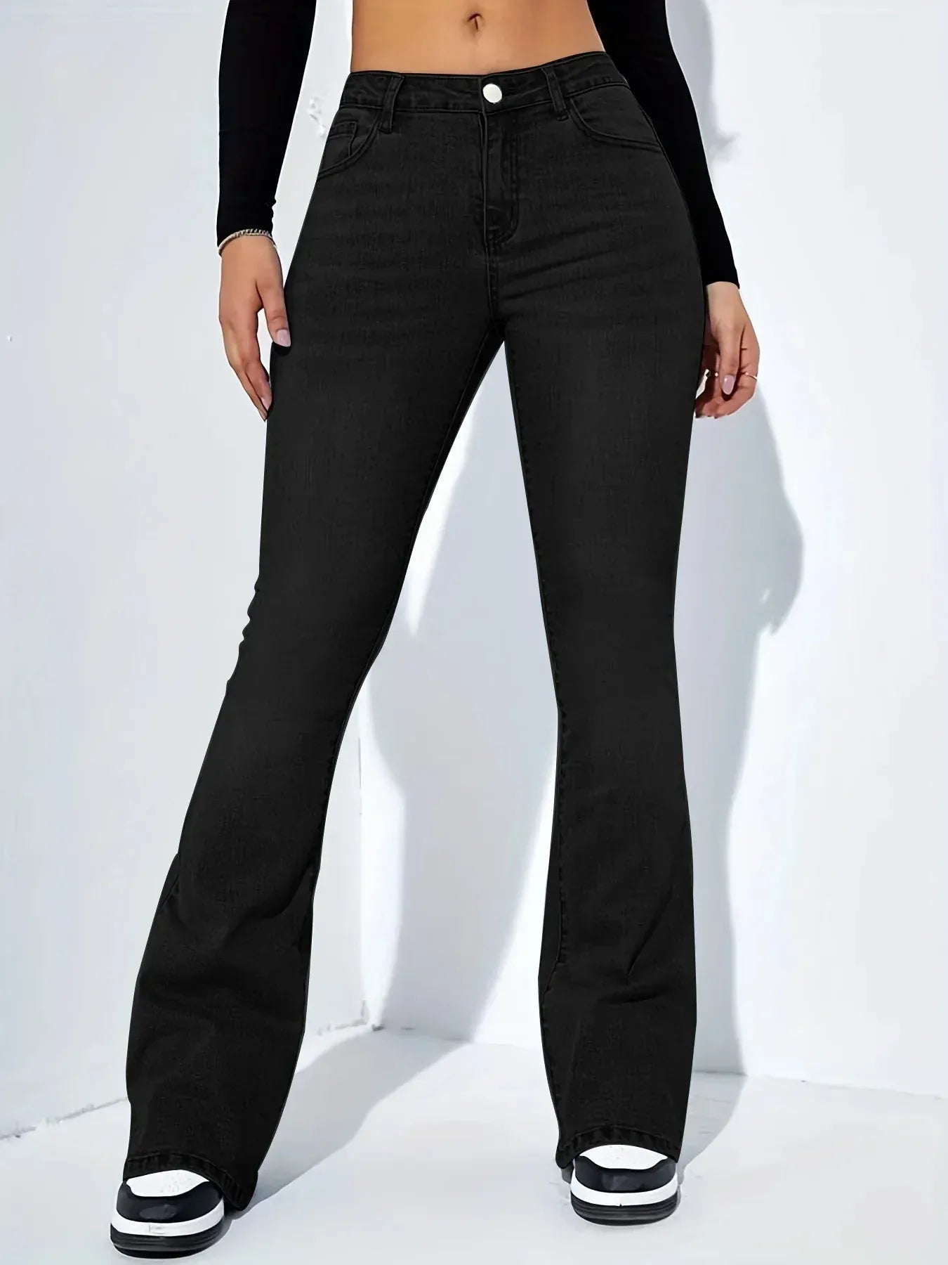 T-line XS / Black High Waist Slim Fit Denim Jeans, Women's  Bell Bottoms , jeans, pant, trousers (2 weeks delivery)