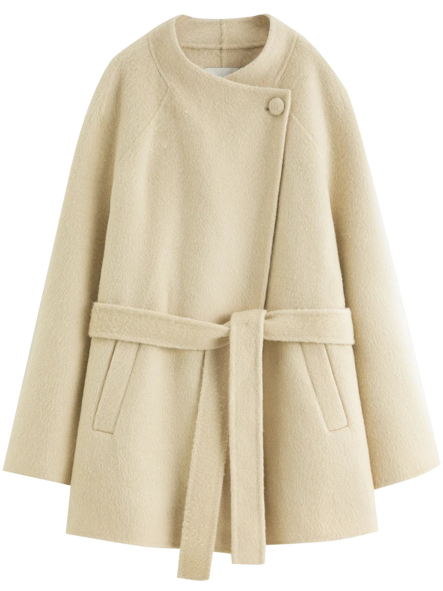 T-line Yellow / M Women's Short Alpaca Blend Coat - Double Faced Wool Blend Tweed Jacket with Stand  Casual Elegance(2 weeks delivery)